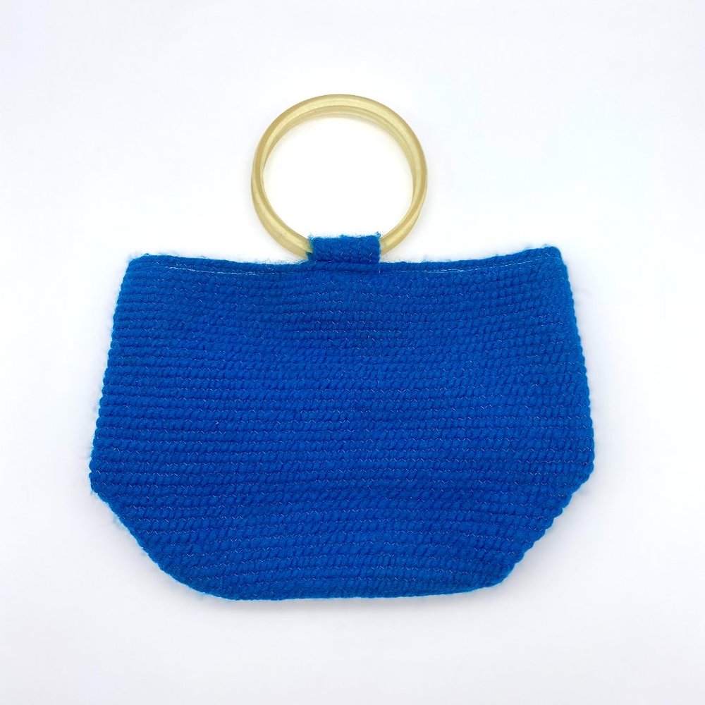 Vintage 1940s Blue Purse - Round Handles